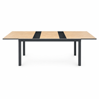 Table à manger extensible moderne pour l'extérieur, structure en aluminium et fer, plateau en verre, 160/210 cm, meubles de patio, jardin, terrasse