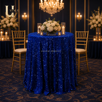 Nappe Ronde en Velours Écrasé à Paillettes Bleu Royal Scintillante pour Mariage, Banquet, Fête, Décoration de Salle d'Événements