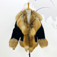 Veste en fourrure de lapin Rex avec col en fourrure de renard - Fourrure véritable pour femme, épaisse et chaude, de luxe
