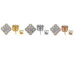 Boucles d'oreilles clous carrées en or rose massif 18 carats avec diamants naturels, haute qualité, livraison rapide, vente chaude, pour mariage - Product Image 4