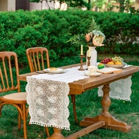 Chemin de table rectangulaire en dentelle de coton uni de style français, crocheté, pour décoration de mariage, personnalisable, pour usage domestique