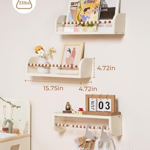 <b>Wall</b> <b>Mounted</b> <b>Shelf</b> White Rectangle Storage Rack For Kitchen Bedroom Living Room Organization - Product Image 3