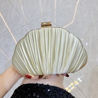 Nouveau Sac de Soirée Vintage Tendance pour Femme, Pochette Polyvalente en Forme de Coquille, Sac Bandoulière Plissé Simple, Sac à Main pour Dames