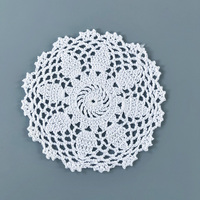 Napperon en coton crocheté à la main, 16 cm, rond, en dentelle, fait main, style rustique Wabi Sabi nordique