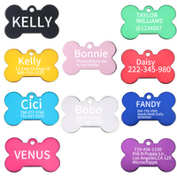 Etiqueta de Identificación de Mascotas con Forma de Hueso, Colgante Personalizado de Aleación de Aluminio para Perros y Gatos, Collar de Sublimación con Nombre Grabado