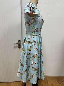 Vestido largo elegante con estampado de flores para mujer otoño nuevo estilo palaciego espuma mangas cortas Natural ecológico <span class=keywords><strong>boutique</strong></span> al por mayor - Product Image 3