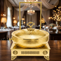 Plat de service de luxe en acier inoxydable pour buffet, chauffe-plats décoratif de 24 cm de diamètre, compatible tous types de cuisinières, pour restaurant et banquet