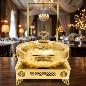 Plat de service de luxe en acier inoxydable pour buffet, chauffe-plats décoratif de 24 cm de diamètre, compatible tous types de cuisinières, pour restaurant et banquet - Product Image 3