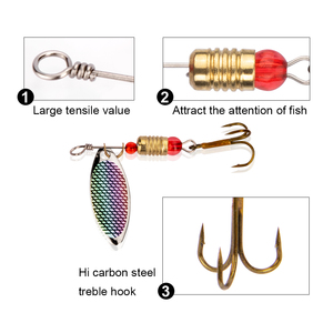 HONOREAL cuillère de pêche <span class=keywords><strong>spinning</strong></span> leurre 75mm acier métal triple crochet carpe appât pour la pêche en lac - Product Image 5