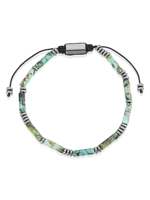 Bracelet à cravate ajustable en perles d'onyx et d'hématite pour homme