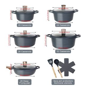 Juego de utensilios de cocina de aluminio antiadherente de 15 piezas al por mayor, <span class=keywords><strong>sartenes</strong></span> de cocina con diseño ondulado de China - Product Image 2
