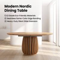 Moderner Luxuriöser Nordischer Ausziehbarer Esstisch 6-Sitzer MDF-Holzplatte Robuste Geräuschlose Schiene für Hotelgebrauch