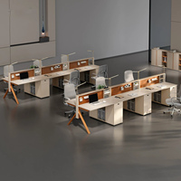 Chaises de bureau modulaires haut de gamme pour 4 personnes, design tendance, face à face, avec prise et étagère ouverte pour un espace de travail moderne