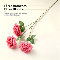 Rose artificielle en soie à trois têtes, 66 cm, fausse rose pour la décoration de la maison, des mariages, des fêtes et des centres de table