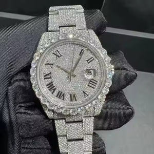 Montre pour homme de luxe ultra-haute gamme avec boîtier en alliage de moissanite éthique, bracelet en acier inoxydable poli, quartz haute précision - Product Image 1