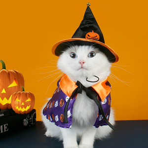 Disfraz de Halloween Ecológico para Mascotas, con Estampado Lindo, Capa y Sombrero para Perros y Gatos, con Logotipo Personalizable para Fiestas, Venta al Por Mayor - Product Image 3