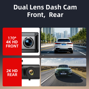 Dash Cam <span class=keywords><strong>2</strong></span> canali 2160P <span class=keywords><strong>DVR</strong></span> 3.69 pollici ip LCD doppia lente Dash Cam 4k + 2k scatola nera F1.8 con monitoraggio di parcheggio per agente - Product Image 2