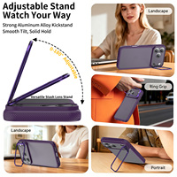 Coque de téléphone portable antichoc personnalisée effet peau pour iPhone 17 18 Pro Max, violette mate, avec support et cadre d'objectif métallique