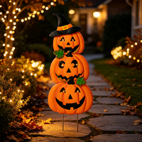 Décorations d'Halloween effrayantes en forme de chapeau de sorcière empilé Jack O'Lantern, directement de l'usine, pour la décoration de jardin et de pelouse