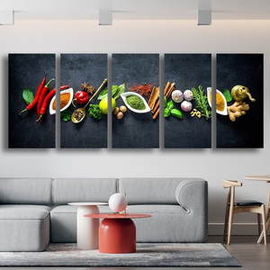 Cocina moderna hierbas especias utensilios <span class=keywords><strong>de</strong></span> Sushi cuchara ilustraciones <span class=keywords><strong>de</strong></span> lujo póster impresión imagen cristal porcelana pintura cocina pared <span class=keywords><strong>arte</strong></span> - Product Image 3