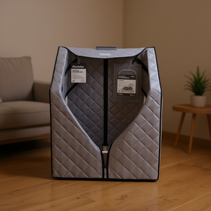 Sauna portátil de vapor Sojourner Grey con silla con calefactor eléctrico y control remoto para uso doméstico tipo spa - Product Image 2