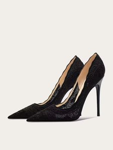 Wholesale 2026 new style sexy and elegant luxury lace pointed-toe stiletto open-work embroidered <b>net</b>-sheath high-heeled shoes - Product Image 6