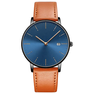 Montres à quartz minimaliste avec logo personnalisé et bracelet en cuir pour hommes de marque à la mode <span class=keywords><strong>altra</strong></span> slim montre bon marché pour hommes - Product Image 2