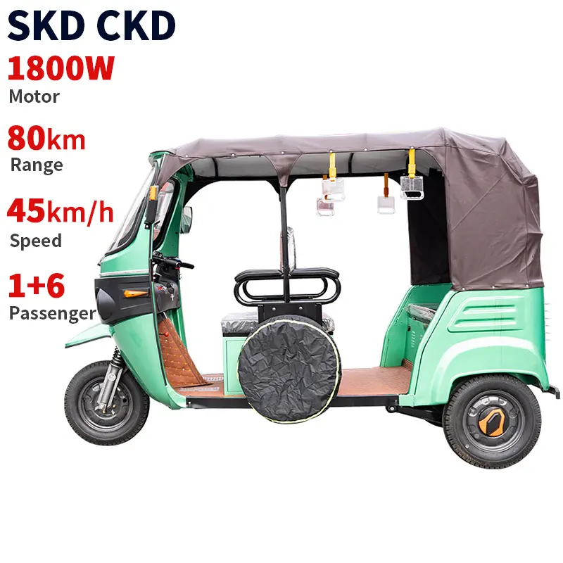 CKD SKD 12 inç 1800W 45 km/h hız 80km aralığı elektrikli yolcu üç tekerlekli bisiklet üç tekerlekli scooter