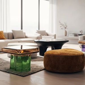 Moderne minimalistische kubusvormige resin salontafel voor een onafhankelijke designerconceptwinkel & speciaalzaak voor pour-over koffie - Product Image 4