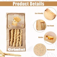 Sacs en papier brun sulfurisé personnalisés pour l'emballage Boîte de gressins Grissini Sac à pain maison Emballage Boîte de bretzel de bâtonnets de biscuits