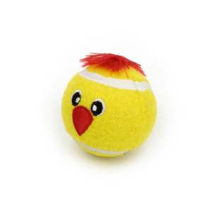 Balle de tennis pour animaux de compagnie, jouet interactif avec plume rouge et design de bec - Product Image 1