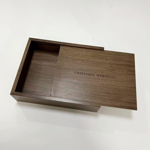 Solid Wooden Walnut Keepsake <strong>Box</strong> for <strong>Wedding</strong> Pregnancy Test Baby <strong>Memory</strong> Photography <strong>Box</strong> With Sliding Lid 8 X 10 Inches - Product Image 2