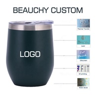 Beuachy tasse à café sous vide à double paroi avec logo personnalisé gobelets de 12 oz vente en gros en vrac gobelet à vin en acier inoxydable de 12 oz avec couvercle