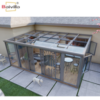 Patio extérieur incliné vers le solarium Salle de soleil Serre murale en aluminium isolé Maison en verre véranda pour terrasses existantes