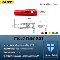 BGEER Prise banane latérale empilable sans soudure en laiton nickelé 4 mm 30 V CA-60 V CC/MAX. 24 A pour tests électriques multi-appareils