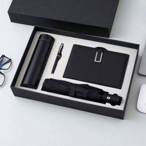 Set de Regalo Empresarial de Alta Gama, 4 Piezas, Taza Aislante Azul, Paraguas, Traje con Bordado de Logotipo Personalizado, Diseño de Trigo en Nailon y Metal - Product Image 1