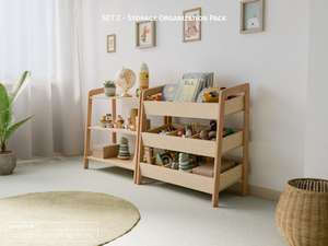 Montessori komple oyuncak organizasyon seti güvenli ahşap ve plastik depolama kitaplık bölücüler ile <span class=keywords><strong>kids</strong></span> 'yatak odası ve oturma odası kullanımı için - Product Image 3