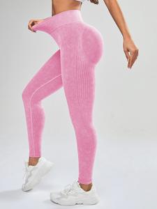 กางเกงออกกำลังกายขายาวเอวสูงลายพิมพ์สำหรับผู้หญิง ผ้าไร้ตะเข็บ ยืดได้สี่ทิศทาง แห้งเร็ว กระชับสะโพก เหมาะสำหรับพิลาทิสและโยคะ - Product Image 3