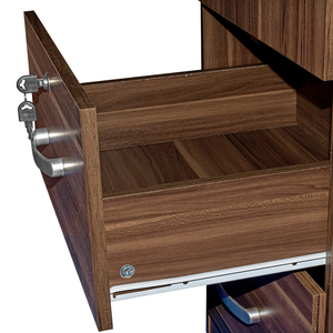 Factory Wholesale Closet Wood Veneer 3-Door Armoire with Two Drawers Four Shelves and <b>Hanging</b> Rod - Product Image 4