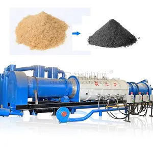 Continous biomass charcoal making machine Biochar sawdust carbonization kiln rice huck charcoal production line