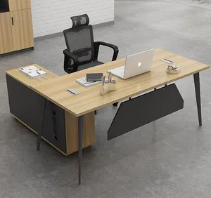 Ceo simple l shape modern luxury boss executive commercial computer office desk tavolo mobili tavoli design legno per organizer