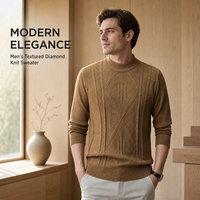 Pull à col roulé en tricot torsadé, coupe ajustée, léger, pour homme, hiver