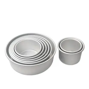 Juego de sartenes de aluminio para pasteles pequeños y altos, con Base fija redonda, para hornear pasteles y bodas