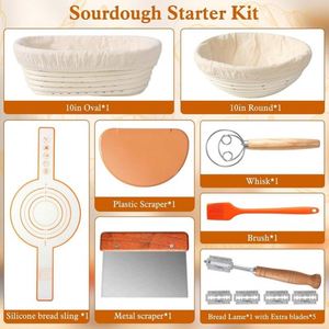 Banneton para Pan de 10 Pulgadas, Set de Fermentación Ovalado con Forro, <span class=keywords><strong>Molde</strong></span> <span class=keywords><strong>Redondo</strong></span> de 22.8 cm, Cesta de Ratán para Repostería y Freidora de Aire - Product Image 5