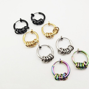 Hoop <b>Earrings</b> Zinc Alloy Round <b>Clip</b> <b>On</b> Unisex Fashion Jewelry 0205 - Product Image 1