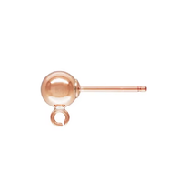 Boucles d'oreilles boule en or rose 14K avec anneau ouvert 3mm/4mm/5mm clous d'oreilles en perles rondes pour la fabrication de bijoux permanents faits à la main