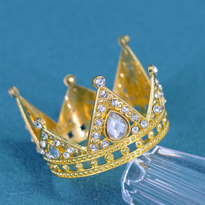 Tiara Redonda Barroca con Pequeños Diamantes <span class=keywords><strong>de</strong></span> Imitación para Accesorios <span class=keywords><strong>de</strong></span> Ramo <span class=keywords><strong>de</strong></span> Novia y Pastel - Product Image 2