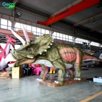 Parc d'attractions Gecai Animatronic Dinosaurs Factory Outdoor Large Size Robotic Triceratops Model