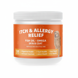 Compléments alimentaires pour chats et chiens - Huile de poisson de saumon oméga-3 en gummies - Santé du cerveau et des cheveux - Product Image 1