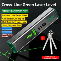 Niveau laser vert 520nm à lignes croisées en alliage d'aluminium, mini niveau à bulle magnétique avec filetage 1/4 pouce, vision nocturne, fixation murale